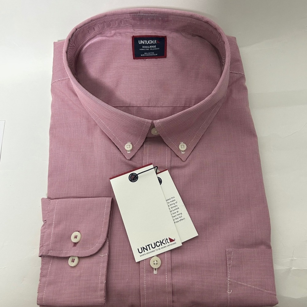 UNTUCKit Button Down Shirt Mens XXXL Brick Red NEW Cadetto-WF Relaxed Fit 41438